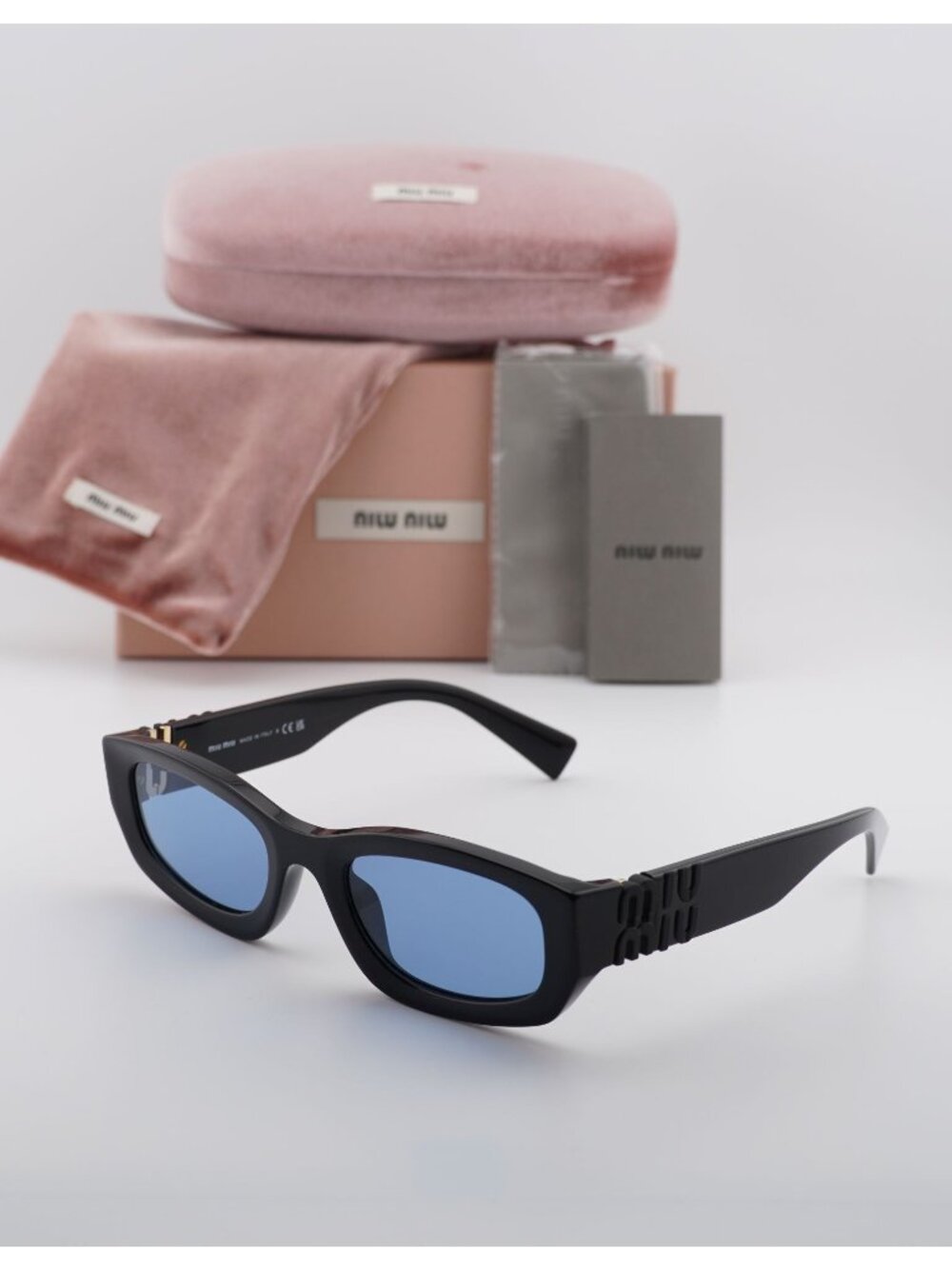 Miu Miu MU B04S 16K30U Rectangle Sunglasses – Black / Blue
